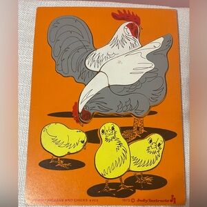 Vintage Judy/Instructo Hen and Chicks Board Puzzle - 1973